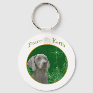 Weimeraner Peace on Earth Keychain