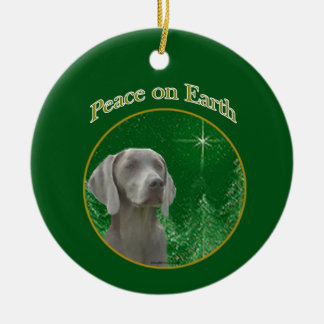Weimeraner Peace on Earth Keychain Ceramic Tree Decoration