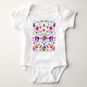 Weims, Rabbits, & Birds Otomi styled pattern  Baby Bodysuit