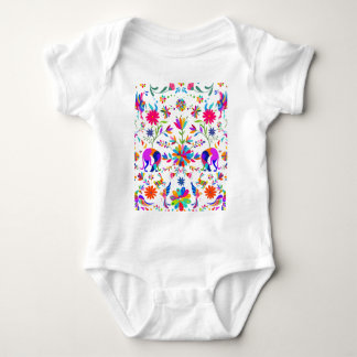 Weims, Rabbits, & Birds Otomi styled pattern Baby Bodysuit