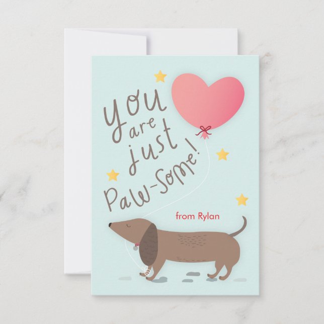 Weiner Dog & Balloon Valentine's Day Card (Front)