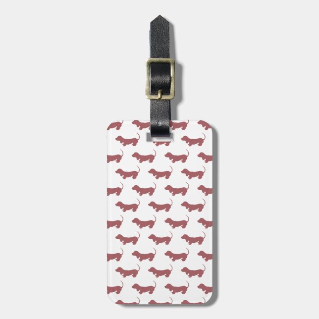 Weiner Dog Dachshund Pattern Luggage Tag (Front Vertical)