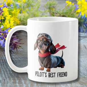Weiner Dog Pilot Best Friend Funny Aviation Coffee Mug