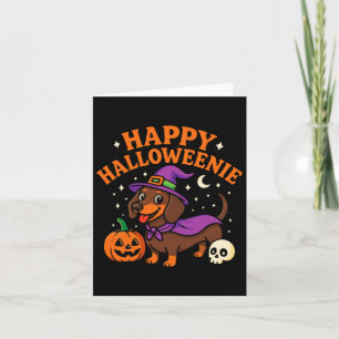 Weiner Dog Witch Happy Halloweenie Cute Halloween Card