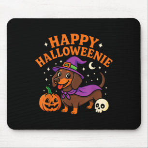 Weiner Dog Witch Happy Halloweenie Cute Halloween Mouse Pad