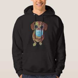 Weiner Dog With A Mask On Hoodie