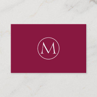 Weinrote Minimal Monogramm Visitenkarte Business Card