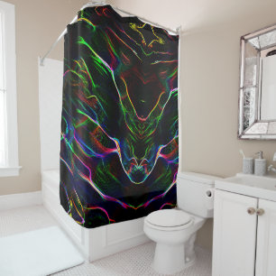 Weird and abstract confusion of colourful scratche shower curtain
