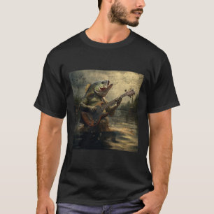 Weird B Fish Playing B Guitar Funny Cursed Meme  T-Shirt