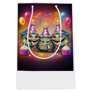 Weird Birthday Fish Heads Medium Gift Bag