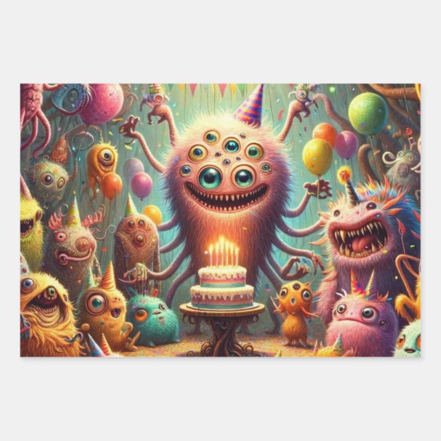 Weird Birthday Party Wrapping Paper Sheet (Front)