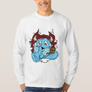Weird but Funny White and Blue Monster Shirt