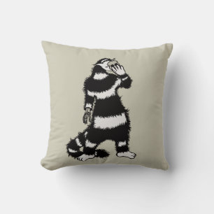 Weird Cat Skull Mask Whimsical Gothic Cushion