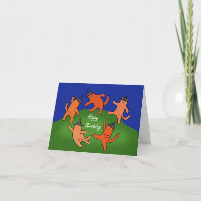 Weird Cats Dancing Matisse Art Lover Birthday  Card (Front)