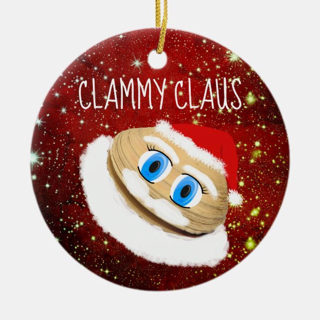 Weird Christmas Clammy Claus Holiday Tree Ornament (Front)