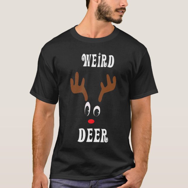 Weird Christmas Reindeer Angler Hunt Deer Elk T-Shirt (Front)