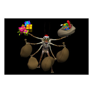 Weird Creeper Santa Claus With Full Hands Poster