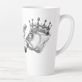 Weird Crowned Fish Head Smoking Pipe Latte Mug