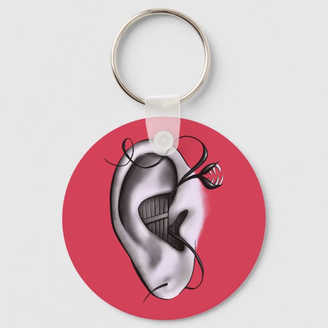 Weird Ear Monster Digital Art Key Ring (Front)