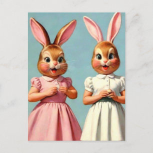 Weird Easter Bunny Girls Postcard