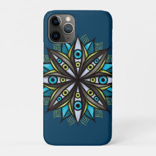 Weird Eyes Mandala Art - Trippy Flower Blue Green Case-Mate iPhone Case