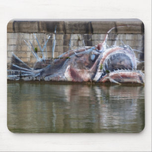 Weird Fantasy Anglerfish Graffiti Mouse Pad