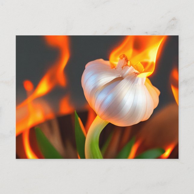 Weird Flaming Garlic Postcard (Front)