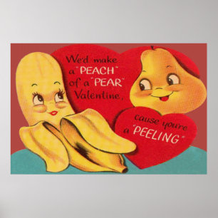 Weird Funny Banana Pear Appealing Peel Valentine Poster