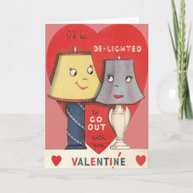 Weird Funny Lamp Light Heart Valentine Holiday Card (Front)