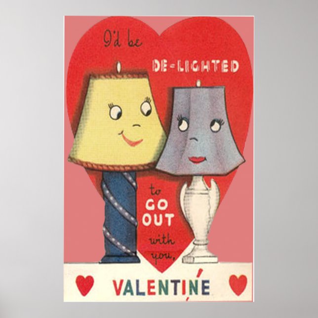 Weird Funny Lamp Light Heart Valentine Poster (Front)