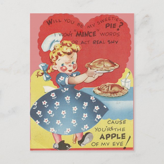 Weird Funny Mince Apple Pie Waitress Valentine Holiday Postcard (Front)