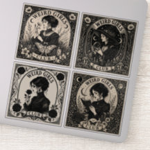 Weird Girls Club Gothic Art Nouveau Vinyl Sticker 