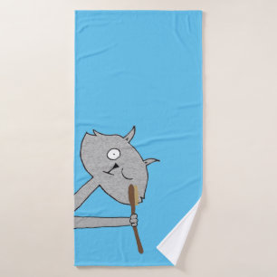 Weird Gray Cat Bath Towel Set