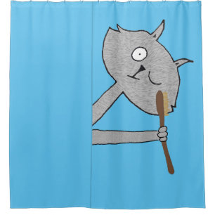 Weird Grey Cat Shower Curtain