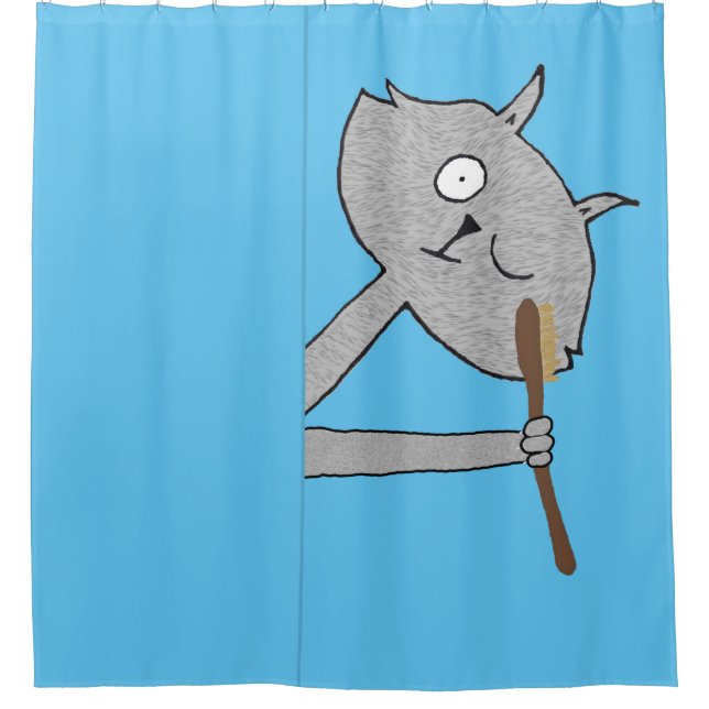 Weird Grey Cat  Shower Curtain (Front)