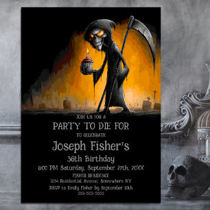 Weird Grim Reaper with Cupcake Birthday Party Invitation