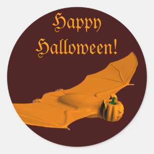 Weird Halloween Bat Classic Round Sticker