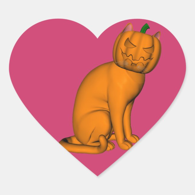Weird Halloween Cat Heart Sticker (Front)