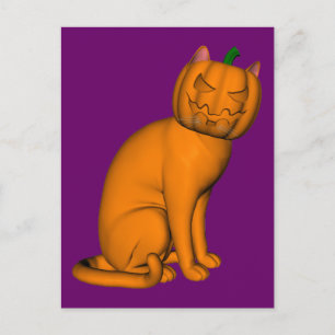 Weird Halloween Cat Postcard