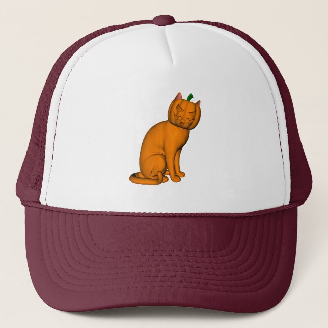 Weird Halloween Cat Trucker Hat (Front)