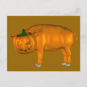 Weird Halloween Pig Postcard