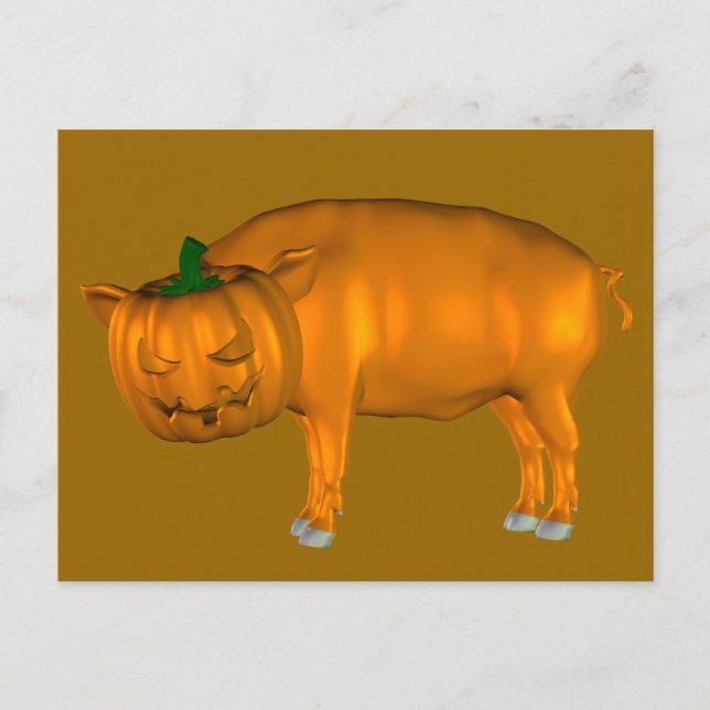 Weird Halloween Pig Postcard (Front)