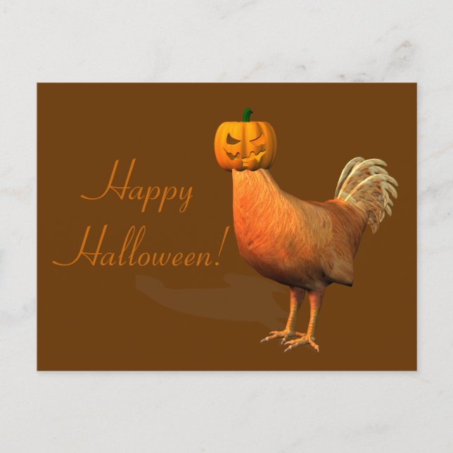 Weird Halloween Rooster Postcard (Front)