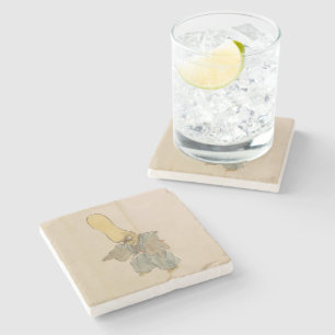 Weird Japanese Vintage Swordsman Yokai Stone Coaster