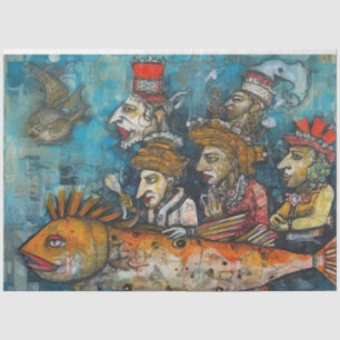 Weird Kings Men Under The Sea Collage Decoupage Tissue Paper