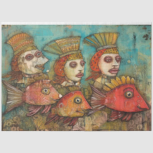 Weird Kings Men Under The Sea Collage Decoupage Tissue Paper