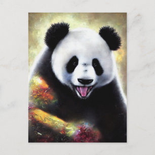 Weird Looking Panda Bear AI Art Postcard