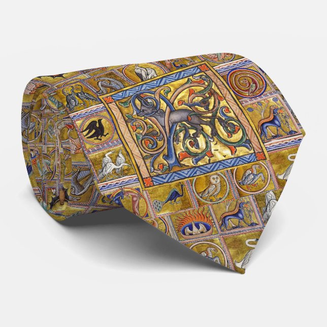 WEIRD MEDIEVAL BESTIARY,ANTELOP ,FOREST ANIMALS  TIE (Rolled)