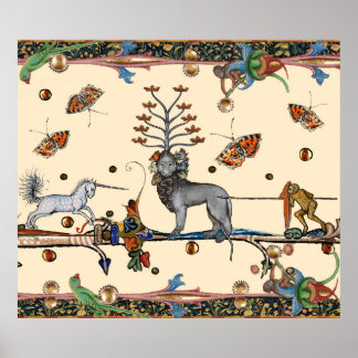 WEIRD MEDIEVAL BESTIARY,APOCALIYPTIC BEAST,UNICORN POSTER