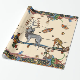 WEIRD MEDIEVAL BESTIARY,APOCALIYPTIC BEAST,UNICORN WRAPPING PAPER
